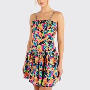 Lillie Rubin Vintage Sequin Party Dress Multicolor Geometric Size 2